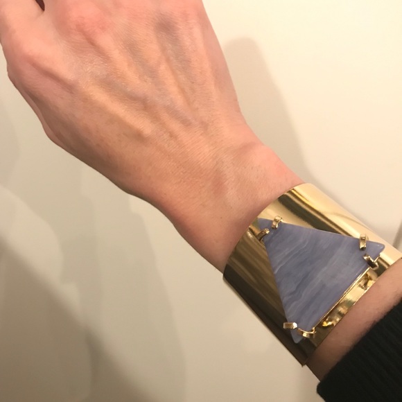 Gold Cuff Bracelet with Stone - Picture 2 of 2